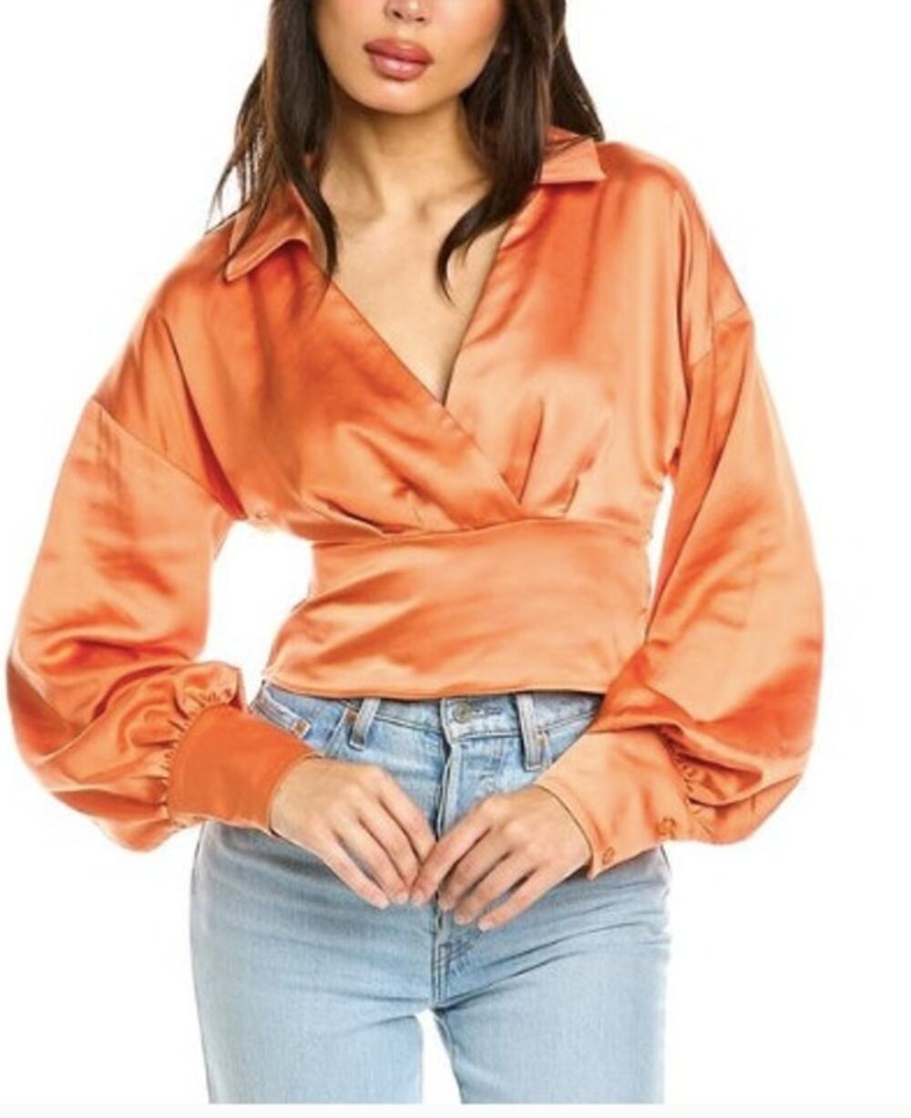 C/MEO Collective NWT Apricot Polarised Side Zip Long Sleeve Top Size XS